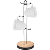 Orion Radka Serie - Zwart Metalen Bekerhouder - 40 cm - Met Houten Basis - Industriële Stijl
