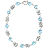 Behave - Zilver kleurige ketting met turquoise steentjes - 42 cm