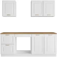 Vente-unique Complete keuken – Met werkblad van 200 cm – Wit en naturel – CELOMIA
