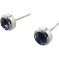 Behave - Oorbellen blauw glaskristal - zilverkleur - 0,5 cm