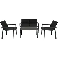 Monster Rieten terrasmeubelset - zwart