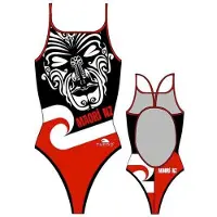 Turbo Maori New Zealand Swimsuit Rood,Zwart XL Vrouw