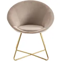 Vente-unique Stoel van boucléstof en goudkleurig metaal - Beige - BURBAN