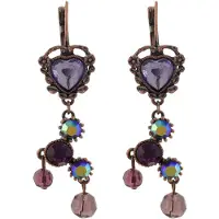 Behave - paarse oorbel met hart en steentjes - vintage romantiek