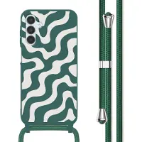 IMoshion Siliconen design hoesje met koord voor de Samsung Galaxy A15 (5G/4G) - Petrol Green Groovy