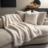 Dutch decor - ZINZI - plaid 140x180 cm - bontlook - effen kleur - Snow White - wit