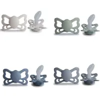 Frigg BUTTERFLY Fopspeen set 4 stuks - Siliconen - Maat 2 - vanaf 6 maanden - Sage - Great Gray- Silver Gray - Slate