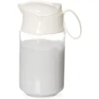Orion - Glazen Melkkannetje - 235 ml - Ergonomische Handgreep - Beige Deksel