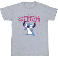 Disney Meisjes T-shirt Lilo en Stitch Graffiti Katoen (Sportgrijs)