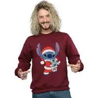 Disney Heren Lilo en Stitch Kerst Sweatshirt (Bourgondië)