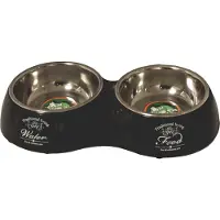 Gebr. De Boon Hondeneetbak dubbel plastic/RVS water/food 27 cm zwart Eet-en-drinkbakken-hond