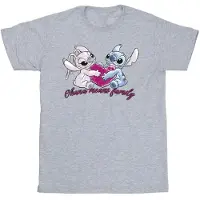 Disney Meisjes Lilo En Stitch Ohana Hart Met Engel Katoenen T-Shirt (Sportgrijs)