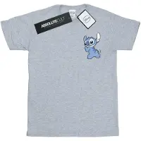Disney Meisjes Lilo En Stitch Achterzijde Borst Print Katoenen T-Shirt (Sportgrijs)