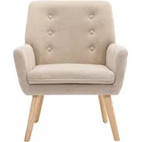 Vente-unique Fauteuil van beige stof SERINO