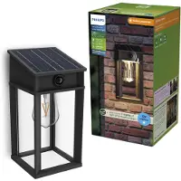 Philips Geri Wandlamp - UltraEfficient LED - Solar buitenlamp - Warmwit licht 2700K - Zwart - Rechthoekig ontwerp - Bewegingssensor - Zonne-energie - Schemersensor