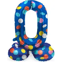 Folat - Staande folieballon Cijfer 0 Colorful Dots - 41 cm