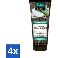 Kneipp - Shampoo & Douche - Men - Fresh & Sensitive - Voor gevoelige en droge huid - 200 ml - Voordeelverpakking - 4 stuks