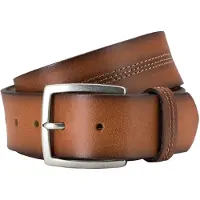 Lindenmann riem bruin effen met detail leer