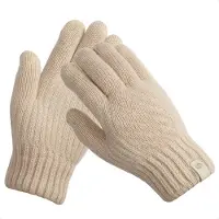 Selencia Wol Look Touchscreen Handschoenen - Vrouwen - Maat M - Beige
