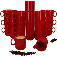 MamboCat Set van 24 EVENT stapelbare koffiemokken rood porselein 250 ml