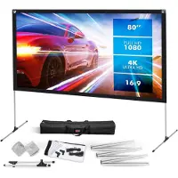 Pyle Projectiescherm met Standaard - 80 inch 16:9 HD - Draagbaar Lichtgewicht Vouwbaar Staand Buiten- en Binnenbioscoop Scherm met Frame