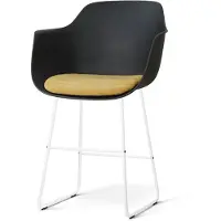 Nolon Nino-Liz barkruk zwart met warm oker Zitkussen - wit onderstel - 65 cm
