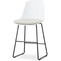 Nolon Nino-Liv barkruk wit met naturelbeige Zitkussen - zwart onderstel - 65 cm
