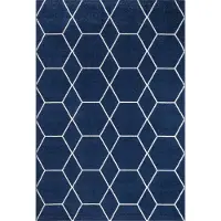 Muratap Trellis uni effen laagpolig vloerkleed modern navy- 120x170 cm