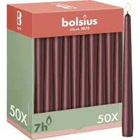 Bolsius - Gladde Dinerkaarsen - 50 stuks - Bordeaux Rood - 24,5 cm - Voordeelverpakking