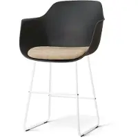 Nolon Nino-Liz barkruk zwart met nougatbruin Zitkussen - wit onderstel - 65 cm