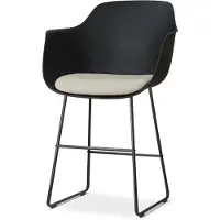 Nolon Nino-Liz barkruk zwart met naturelbeige Zitkussen - zwart onderstel - 65 cm