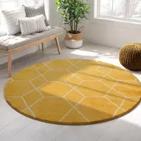 Muratap Trellis uni rond effen laagpolig vloerkleed modern 150 cm rond