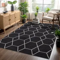 Muratap Trellis uni effen laagpolig vloerkleed modern 80x200 cm