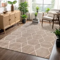 Muratap Trellis uni effen laagpolig vloerkleed modern 140x200 cm