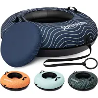 SereneLife Opblaasbare Sneeuw Slee - 102 cm Snow Tube Sneeuwband - Kunststof Bodem - Rubberen Binnenband - Met Handvaten - Oxford Cover en Trekriem - Blauw