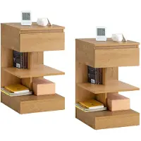 SoBuy Set van 2 nachtkastjes met lade en planken - B39x D39x H65 cm