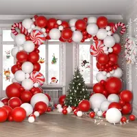 CP Kerst Ballonnenboog Set 127 Stuks – Rood Wit – Kerst Ballonnenset met Accessoires – Kerstversiering & Feestdecoratie