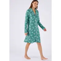 Damart - Thermolactyl nachthemd met knoopsluiting - Dames - Groen - 50-52 (XL)