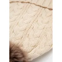 WITTCHEN - Dames Pomponmuts - Licht Beige - Kabelgebreid - Acryl