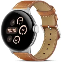Strap-it Modern leren bandje geschikt voor Google Pixel Watch 3 45mm / Google Pixel Watch 4 45mm - Bruin