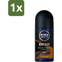 Nivea 1 x - Men - Deodorant - Roller - Deep Black Carbon Espresso - 50 ml - Anti-transpirant - Deodorant Roller - Espresso Geur - 48 Uur Bescherming - Actieve Kool