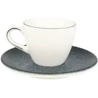 Bonna Mega - Espressotassen en ondertassen - 80 cc - Porselein - Set van 6