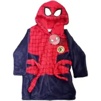 Marvel Spiderman badjas - fleece - capuchon - kamerjas - ochtendjas - duster - rood - maat 101-107 cm - 4 jaar