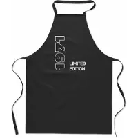 Mijncadeautje Limited Edition 1971 - keukenschort - kookschort - BBQ schort - 100% katoen - leeftijd - geboortejaar - verjaardag en feest - cadeau - kado - unisex - zwart