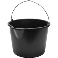 Garronda 10x 12L Robuuste met Uitloop - Bouwemmer van Slijtvast - PE met Metalen Handvat – Zwart - GD-GRE-BB