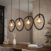 Dimehouse Hanglamp Nova 4-lichts Zwart Metaal 140 cm