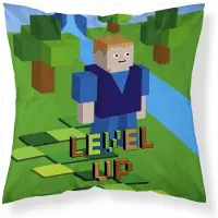 Minecraft Bricks sierkussen 40x40 gevuld Level up 40x40