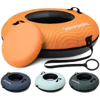 SereneLife Opblaasbare Sneeuw Slee - 102 cm Snow Tube Sneeuwband - Kunststof Bodem - Rubberen Binnenband - Met Handvaten - Oxford Cover en Trekriem - Oranje