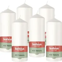 Bolsius - Gladde Stompkaarsen - Wit - 6 stuks - 15cm - 42 Branduren