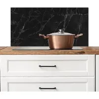KitchenYeah Spatscherm keuken 90x45 cm - Kookplaat achterwand Marmer - Zwart - Muurbeschermer - Spatwand fornuis - Hoogwaardig aluminium